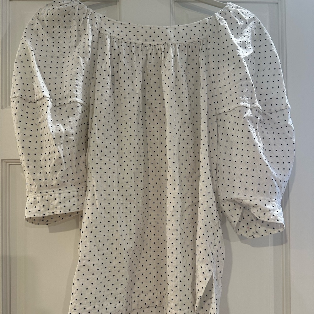 Rebecca Taylor White and Black Polka Dot Blouse